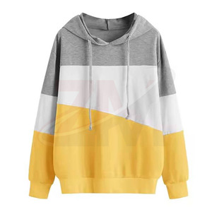 เสื้อฮู้ดผู้หญิงแบบ Color Block OEM เสื้อฮู้ดสีพื้นสำหรับฤดูหนาว แขนยาว ผ้าฝ้าย 100% สกรีนโลโก้ตามสั่ง - Product Image 1