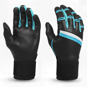 Wholesale Trendy Baseball Batting Gloves Premium Quality Long Cuff Leather Custom Logo Ambidextrous <b>Hook</b> Loop Closure Gloves - Product Image 2