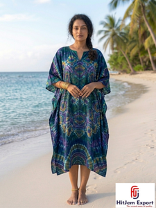 Printed <b>Kaftan</b> Dress Ladies Beach Wear Soft Fabric Loose Fit <b>Summer</b> Resort Cover Up Island Vacation Wholesale Export Supply - Product Image 6