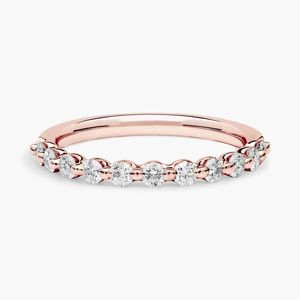 Lab Grown Diamond Floating Engagement Wedding <b>Ring</b> 14K Rose Gold Half Carat Brilliant Cut Band IGI Certified Rhodium Plated - Product Image 1