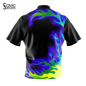 Maillot de bowling personnalisé en polyester avec fermeture éclair quart de tour, logo imprimé par sublimation, respirant, vente en gros - Product Image 6