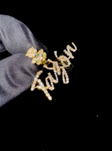 Elegante 10K oro sólido Pave VS diamante Real Natural cristal brillante nombre personalizado letra oso de peluche colgante colgantes finos encantos - Product Image 2