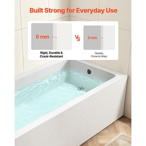 Vasca da bagno contemporanea in acrilico da incasso 60x30 pollici con scarico a destra e foro di troppopieno, grande, per alcova 60x30 pollici - Product Image 4