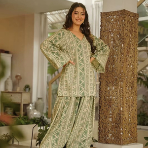 Ensemble Salwar en coton indien pakistanais tendance, imprimé numérique exclusif, pour femmes, idéal pour les fêtes et les mariages, vêtements ethniques élégants. - Product Image 4