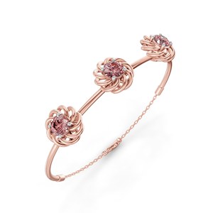 กำไลข้อมือทองคำ 14k รูปทรงเกลียว ประดับเพชรทรงกลมสีชมพูสดใส เพชรเลี้ยงในห้องปฏิบัติการ น้ำหนัก 1 กะรัต แบบเปิดได้ ทูวี. สร้อยข้อมือผู้หญิงลายดอกไม้สวยงาม - Product Image 3