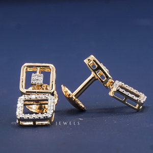 Boucles d'oreilles élégantes en or jaune 14 carats avec diamants de laboratoire, pierres rondes élégantes, légères et confortables à porter - Product Image 4