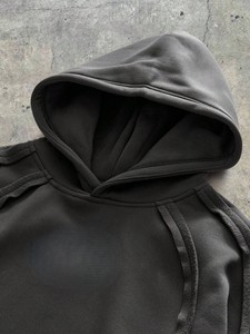 men hoodie drop shoulder oversized heavy <b>weight</b> cotton fleece acid wash distressed embroidery print casual streetwear hoodie - Product Image 3