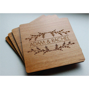 Sous-verres ronds en bois naturel gravés au laser, personnalisés, pour tasses à café, tasses à thé, hôtel, restaurant, table. - Product Image 3