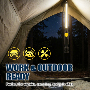 Lampe de travail LED magnétique rechargeable USB en ABS, ultra-mince, avec variateur de mode multiple, fixation par crochet et rotation à 360° pour réparation automobile - Product Image 2