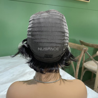 Perruque Lace Frontal Wig brésilienne naturelle, cheveux humains, coupe Pixie, nœuds blanchis, couleur courte, 13x1, bon marché, pour femmes noires