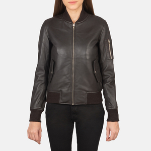 Chaqueta de cuero bomber de invierno 2025 para mujer, chaqueta recortada con letras, chaquetas de cuero de vaca personalizadas para damas - Product Image 1