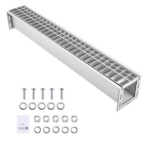 Canale di Drenaggio Lineare 39.3 X 5.8 X 5.5 Pollici con Griglia in Acciaio Zincato e Canale di Scarico in Acciaio Inox 304 per Uso Esterno - Product Image 1