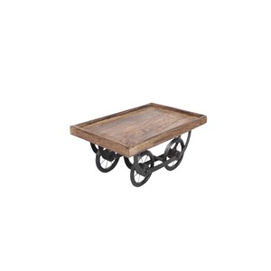 Mesa Auxiliar de Madera de Teca Estilo Ferrocarril Vintage, Decorativa Industrial, Ecológica, Hecha a Mano, Florero de Mesa, Moradabad - Product Image 1