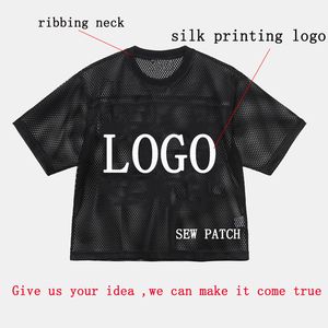 Wholesale Team Building Orders <b>Retro</b> Vintage Cropped Football Jersey Outdoor Letter Print Mesh Boxy Soccer T Shirts for Men - Product Image 2