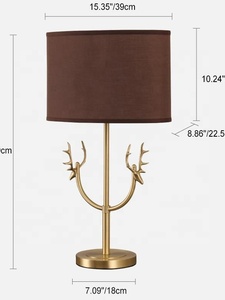 Antler Crest Metal Table Lamp with Decorative Deer Horn Accents Bronze Finish <b>Drum</b> <b>Shade</b> Warm Ambient Bedside <b>Lighting</b> - Product Image 4