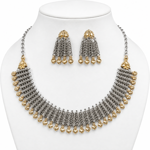 Traditional Bohemian Trendy Lovers Ruby Gold Plated Bezel Setting Necklace Jhumka Earrings Women's Jewelry Set Engagement - Product Image 3