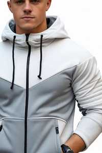 Unisex Solid Zip-Up Hoodie Gray <b>White</b> Long Sleeve Hooded Fleece Streetwear <b>Sweatshirt</b> for Winter Digital Printing OEM Service - Product Image 3