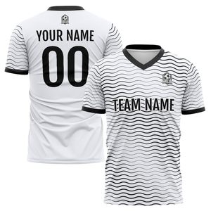 Maillot de football personnalisé pour homme, col en V, manches courtes, impression sublimée, respirant, 100 % polyester, nom et numéro de l'équipe, motif adulte - Product Image 4