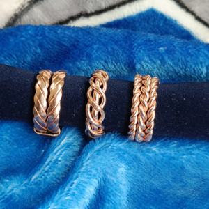 Bague en cuivre tressée à maillons épais, faite à la main, bande en cuivre tissée, audacieuse, style traditionnel et moderne, thérapie magnétique, légère - Product Image 6