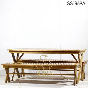 Modern Design Indian Commercial <b>Restaurant</b> Furniture Solid Mango Wood High-Density Foam Semi Outdoor Canteen Food Court <b>Sets</b> - Product Image 2