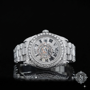 Montre de luxe haut de gamme avec mouvement ETA, en acier inoxydable et verre, style Hip Hop, entièrement sertie de diamants Moissanite, style Bussdown, unisexe, en promotion, Top Indian - Product Image 1