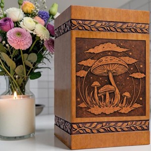 Handcrafted Wooden Urn <b>Box</b>, Mushroom Forest Engraved <b>Memorial</b> <b>Keepsake</b> <b>Memorial</b> <b>Keepsake</b> by AYAANS - Product Image 3