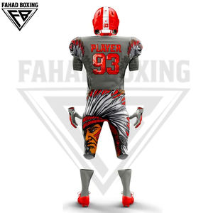 Conjuntos de camiseta y pantalones personalizados al por mayor para entrenamiento, partidos, uniformes de equipos, tallas grandes, poliéster, camisetas y tops de fútbol americano - Product Image 4