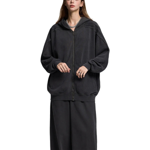 ผู้ผลิตขายดีที่สุด เสื้อผ้าสีพื้น 400 แกรม ผ้าฝ้าย 100% เสื้อผู้หญิงทรงหลวม ไหล่ตก ความยาวปกติ กระเป๋าหน้าระบายอากาศได้ดี - Product Image 5