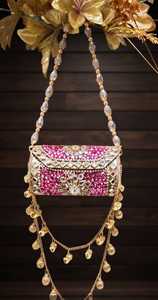 Bolso de mano tradicional con mosaico Kundan, mini, para mujer, hecho a mano en India, para novias, bodas, fiestas, eventos nocturnos y bodas. - Product Image 2