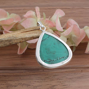 Collier en argent sterling 925 plaqué platine avec malachite naturelle, pierre verte à bandes vintage, bijoux fins pour unisexe, vente en gros - Product Image 3