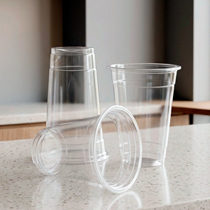 Clear PP <b>Plastic</b> <b>Cup</b> 95mm Diameter Round Disposable Beverage <b>Cup</b> for Coffee Tea Juice - Product Image 1