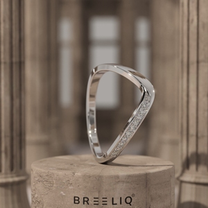 แหวนทองคำแท้ 14K รูปทรงเรขาคณิตตัววี ประดับเพชรแล็บโกรว์ ดีไซน์เรียบหรู รูปสามเหลี่ยมเปิด สำหรับผู้หญิง - Product Image 1