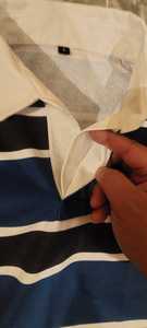Navy Blue <b>Black</b> <b>White</b> <b>Striped</b> Polo Collar Rugby Football Jersey Sports Shirt Polyester Sublimation With Custom Embroidery Logo - Product Image 4