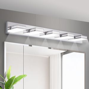 Applique murale LED moderne chromée à 5 lumières, design élégant et minimaliste, pour miroir de salle de bain, économe en énergie - Product Image 2