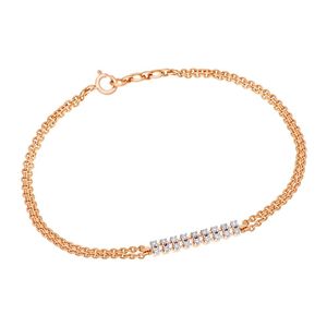 Bracelet en or rose serti de diamants 0,14 ct, taille ronde, serti en canal, géométrique, minimaliste, pour femme, à porter au quotidien, bracelet à maillons - Product Image 3