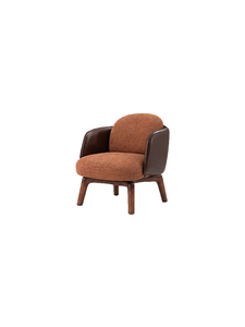 Midcentury Modern <b>Armchair</b> With Solid Wooden Legs And <b>Brown</b> Upholstery For Living Room Hotel Apartment Meetings use - Product Image 2