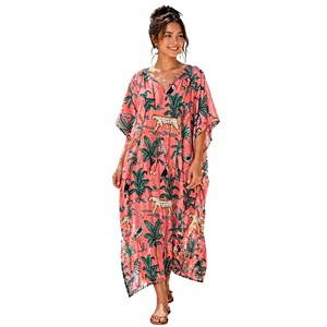 Women Designer Indian Cotton <b>Kaftan</b> <b>Long</b> Animal Print Loose Fit Dress Animal Print <b>Long</b> Lounge Wear - Product Image 3
