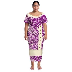Vestidos de Talla Grande para Mujer, Conjunto de 2 Piezas Samoan Puletasi, Camisa y Falda con Estampado Tribal Polinesio, Vestido Largo Elegante para Iglesia - Product Image 4