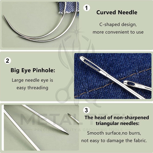 Ensemble d'aiguilles à coudre pour extensions de cheveux en acier inoxydable, aiguilles à tisser assorties droites, courbées et en forme de C pour la fabrication de perruques - Product Image 5