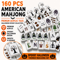 Jeu de Mahjong américain sur le thème d'Halloween, design toile d'araignée crépusculaire, tuiles en acrylique personnalisées, fabriqué à la main