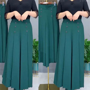 Pantalon large taille haute pour femme, couleur unie, en coton, coupe ample, décontracté, été, taille élastique, rose - Product Image 4