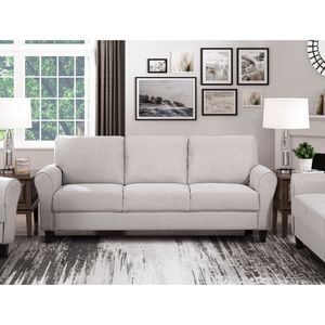 Divano Moderno Transizionale in Tessuto Testurizzato Color Sabbia con Cuscini Integrati per Arredamento Soggiorno - Product Image 2