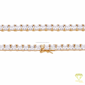 Fine 925 Sterling Silver <b>Tennis</b> <b>Necklace</b> Featuring Princess Cut Lab Grown Diamond Stones For Upscale Fashion Jewelry - Product Image 6