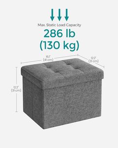 Pouf de rangement moderne en tissu gris foncé pour salon, meubles de maison - Product Image 2