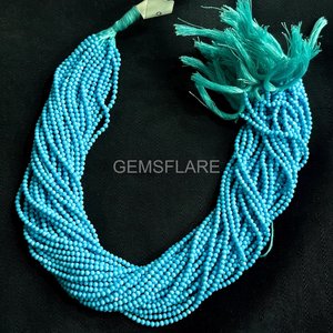 Cuentas redondas microfacetadas de turquesa azul natural de 2 mm, cuentas de turquesa para la fabricación de joyería, venta al por mayor, cuentas sueltas facetadas con corte de diamante. - Product Image 6