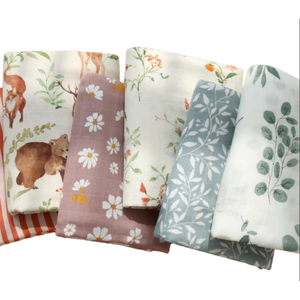 Plaid en Coton Tricoté et Fibre de Bambou, Motif Floral/Uni, Écologique, Léger et Doux pour la Maison, l'Hôtel, les Voyages, Toutes Saisons - Product Image 1