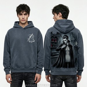 Custom Brown Acid Wash Hoodie Men Nightfall Chronicles Graphic Heavyweight Fleece Pullover Vintage Streetwear Hoody <b>Maker</b> - Product Image 5