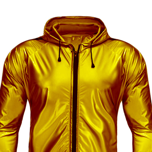 Combinaison de sauna à capuche dorée métallisée personnalisée pour hommes, idéale pour la perte de poids, la gym, le fitness et l'entraînement, vente en gros - Product Image 6
