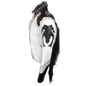 Chaqueta de Cuero Vacuno Unisex Personalizada, Estilo Punk Vintage, con Púas Largas, Transpirable, Ecológica y Resistente al Viento - Product Image 4