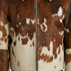 Chaquetas de cuero premium con pelo, diseño personalizado bordado e impreso, talla adulto, chaquetas de cuero de vaca para hombre para invierno - Product Image 4